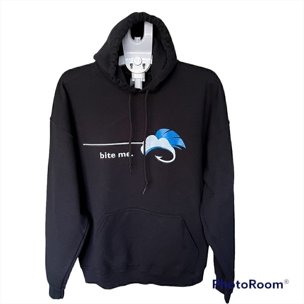 𝅺BITE Me Unisex Black Casual Hoodie Size XLarge